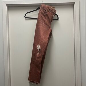 Terracotta Mid-Rise Cropped Denim